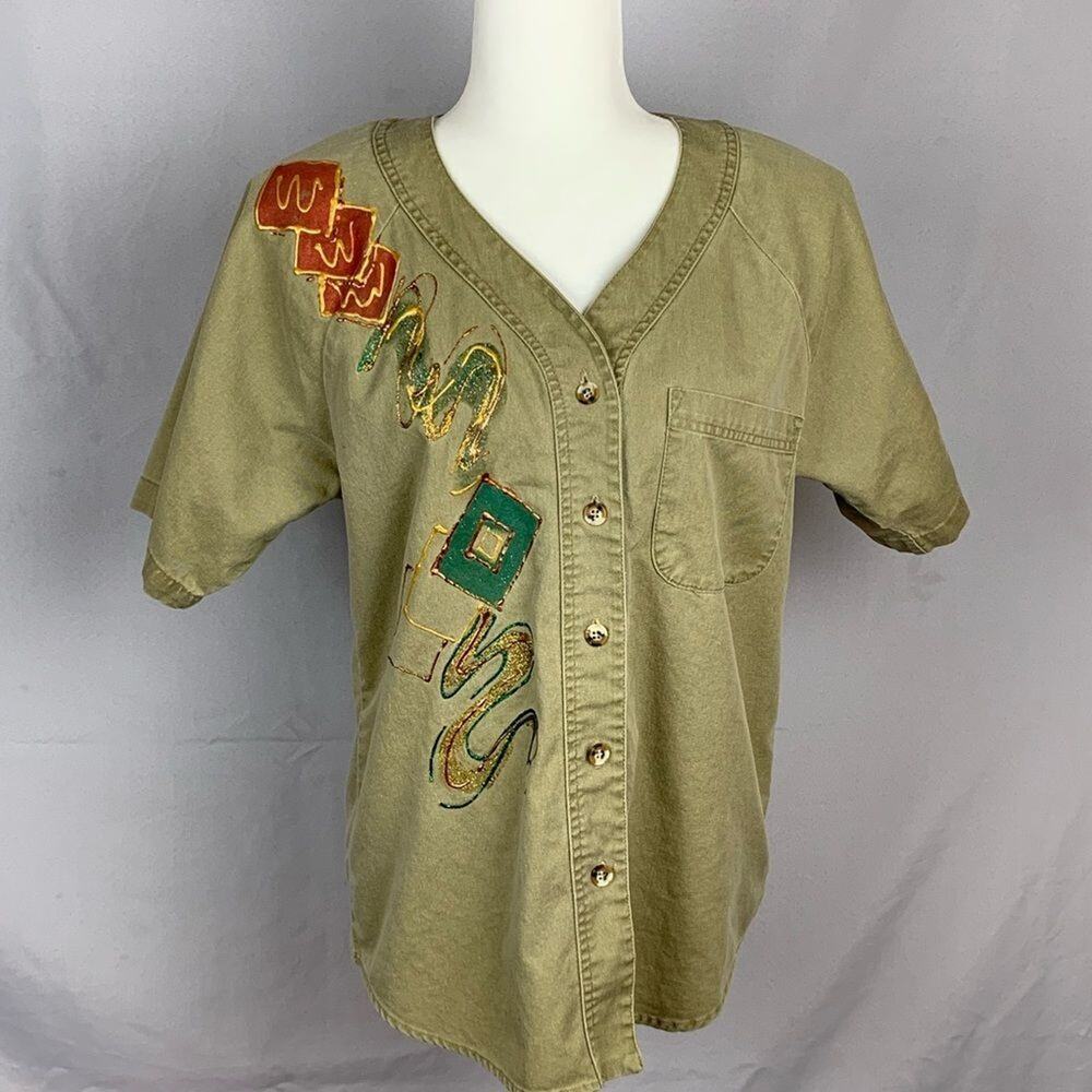 3/$30 Sunbelt buttoned up the neck blouse.